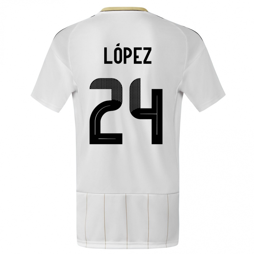 Niño Fútbol Camiseta Costa Rica Douglas Lopez #24 Blanco 2ª Equipación 24-26 Argentina