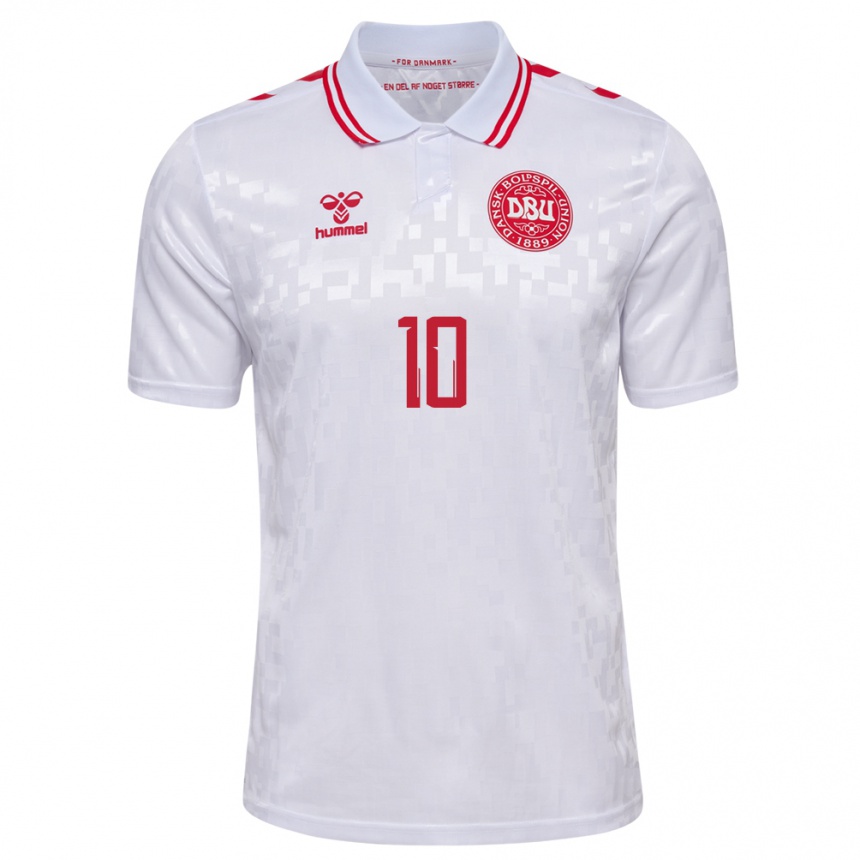 Niño Fútbol Camiseta Dinamarca Amalie Vangsgaard #10 Blanco 2ª Equipación 24-26 Argentina