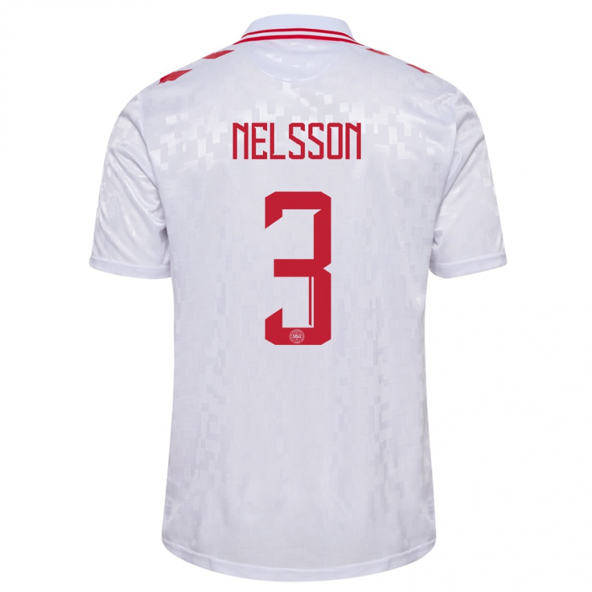 Niño Fútbol Camiseta Dinamarca Victor Nelsson #3 Blanco 2ª Equipación 24-26 Argentina