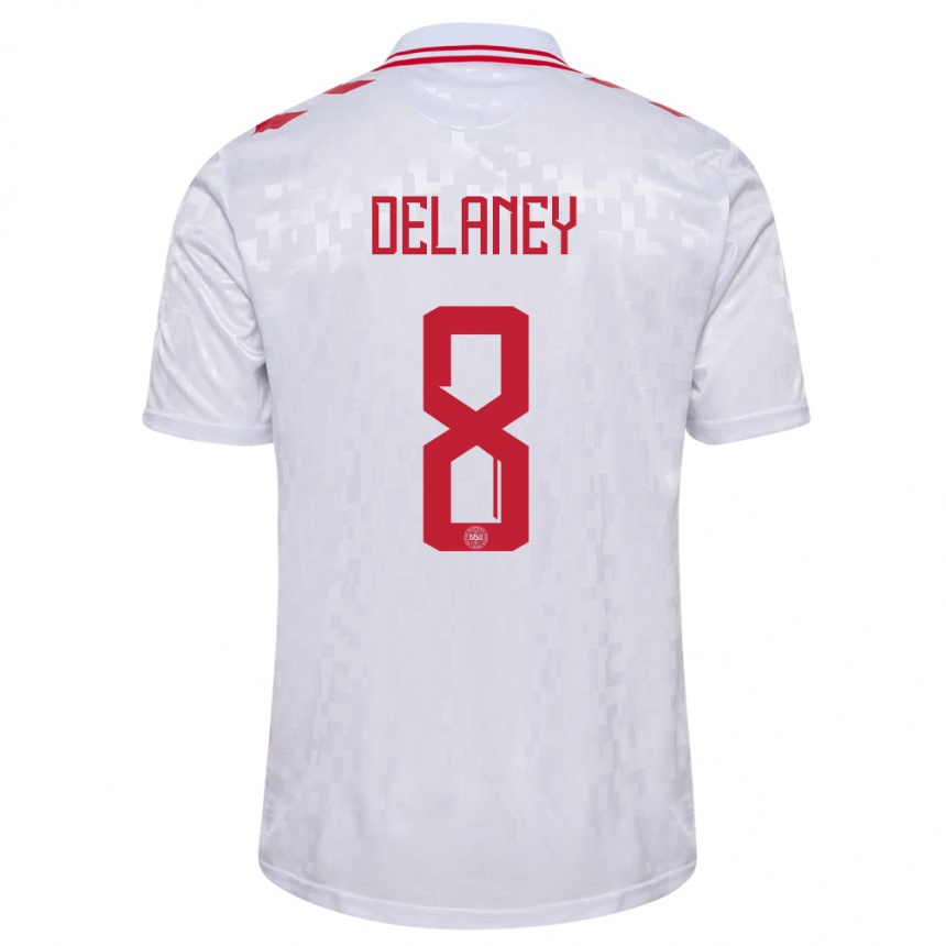 Niño Fútbol Camiseta Dinamarca Thomas Delaney #8 Blanco 2ª Equipación 24-26 Argentina