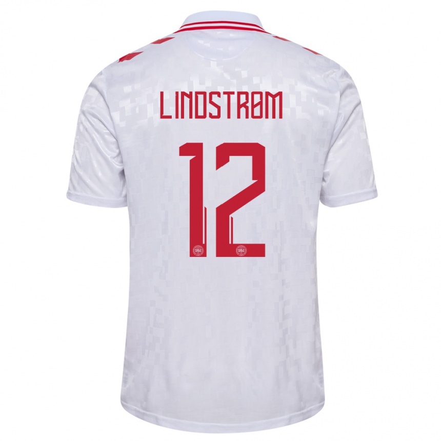 Niño Fútbol Camiseta Dinamarca Jesper Lindstrom #12 Blanco 2ª Equipación 24-26 Argentina