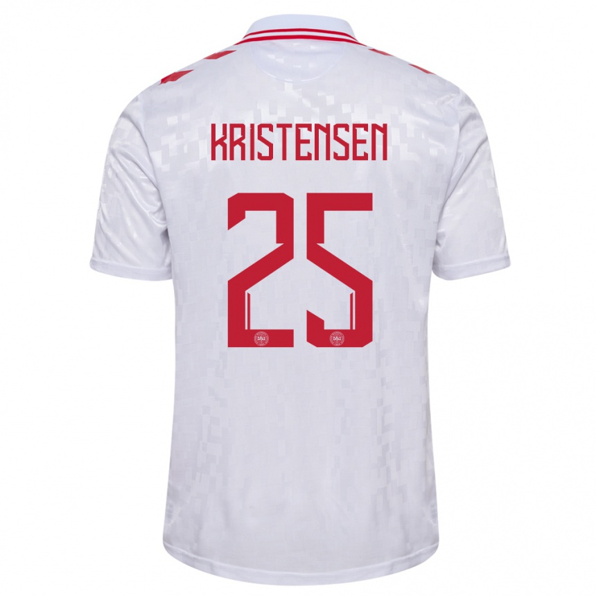 Niño Fútbol Camiseta Dinamarca Rasmus Kristensen #25 Blanco 2ª Equipación 24-26 Argentina