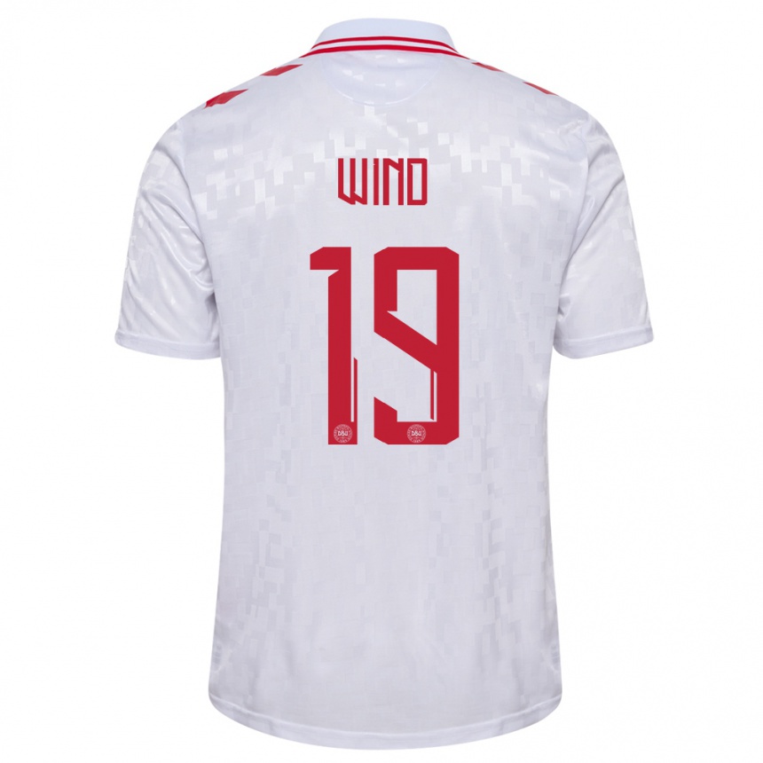 Niño Fútbol Camiseta Dinamarca Jonas Wind #19 Blanco 2ª Equipación 24-26 Argentina