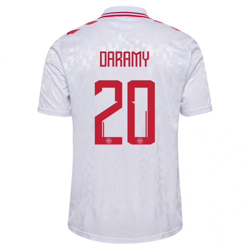 Niño Fútbol Camiseta Dinamarca Mohamed Daramy #20 Blanco 2ª Equipación 24-26 Argentina