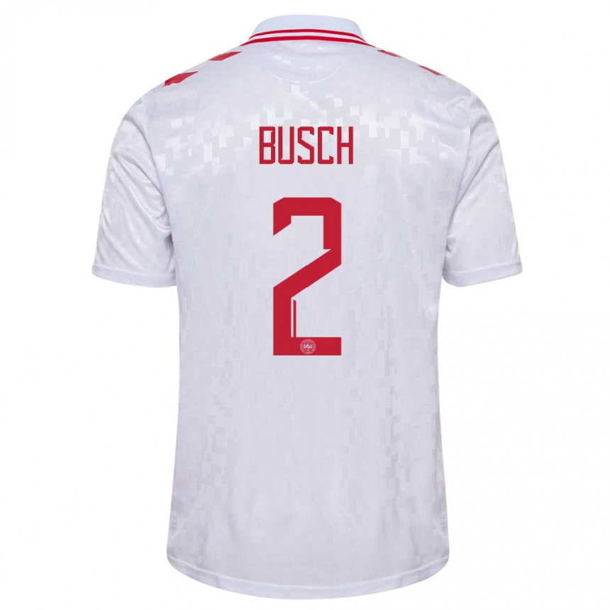 Niño Fútbol Camiseta Dinamarca Alexander Busch #2 Blanco 2ª Equipación 24-26 Argentina