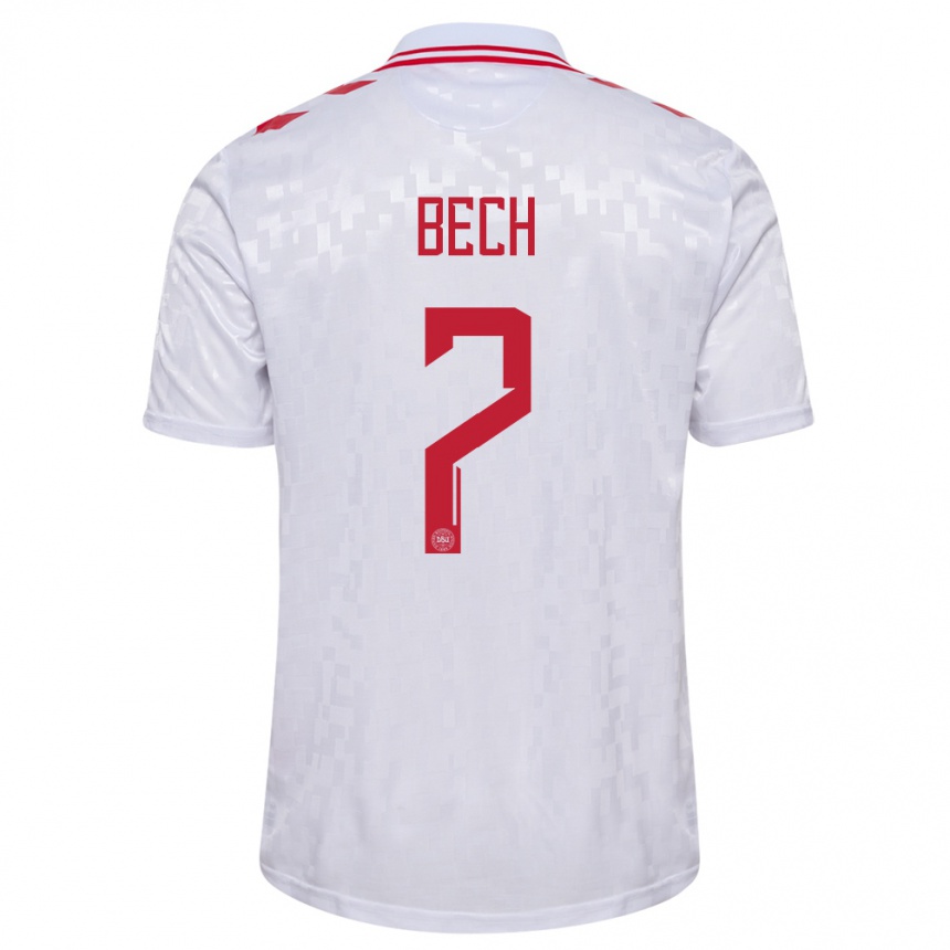 Niño Fútbol Camiseta Dinamarca Tobias Bech #7 Blanco 2ª Equipación 24-26 Argentina