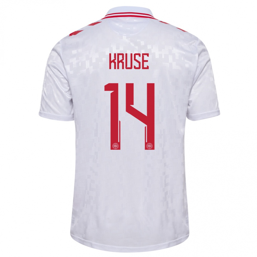 Niño Fútbol Camiseta Dinamarca David Kruse #14 Blanco 2ª Equipación 24-26 Argentina