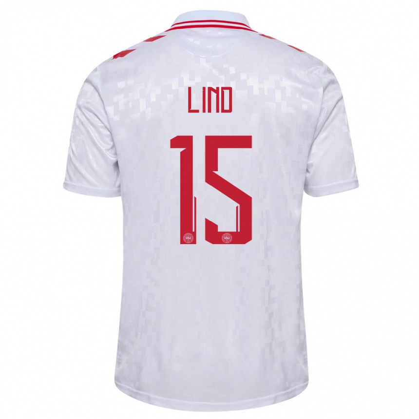 Niño Fútbol Camiseta Dinamarca Victor Lind #15 Blanco 2ª Equipación 24-26 Argentina