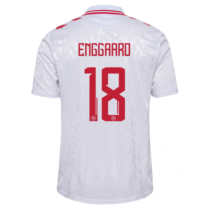 Niño Fútbol Camiseta Dinamarca Mads Enggaard #18 Blanco 2ª Equipación 24-26 Argentina