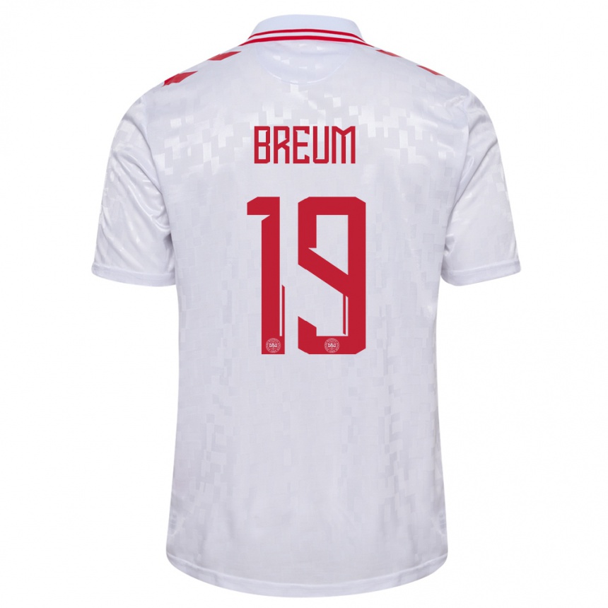 Niño Fútbol Camiseta Dinamarca Jakob Breum #19 Blanco 2ª Equipación 24-26 Argentina