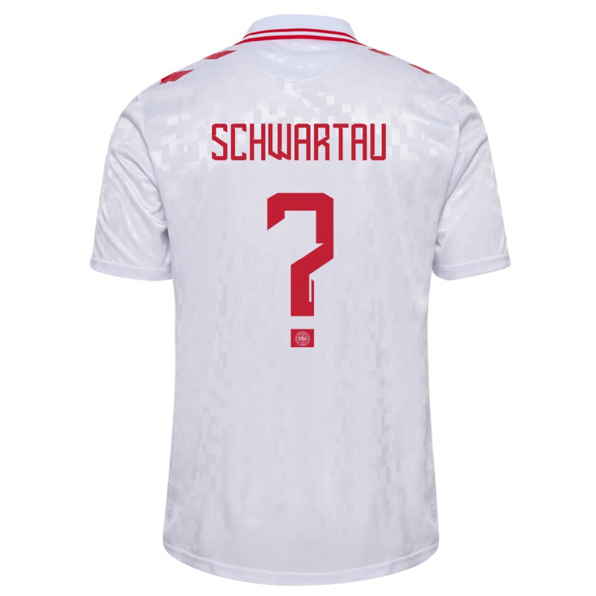 Niño Fútbol Camiseta Dinamarca Oscar Schwartau #0 Blanco 2ª Equipación 24-26 Argentina