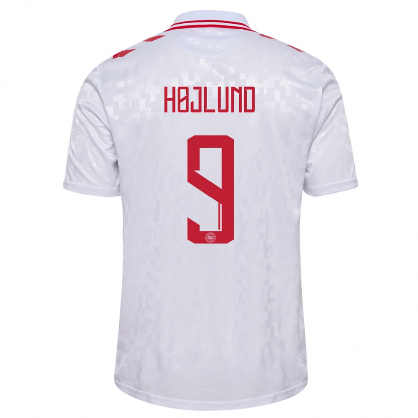 Niño Fútbol Camiseta Dinamarca Emil Højlund #9 Blanco 2ª Equipación 24-26 Argentina