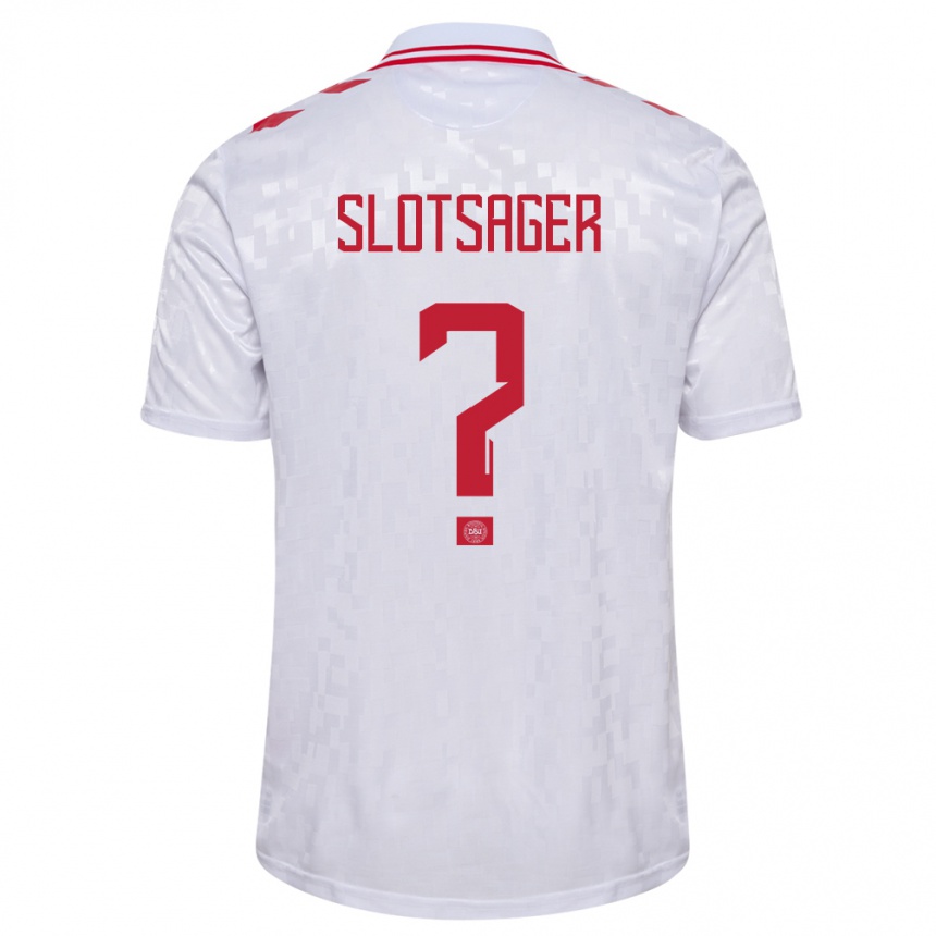 Niño Fútbol Camiseta Dinamarca Tobias Slotsager #0 Blanco 2ª Equipación 24-26 Argentina