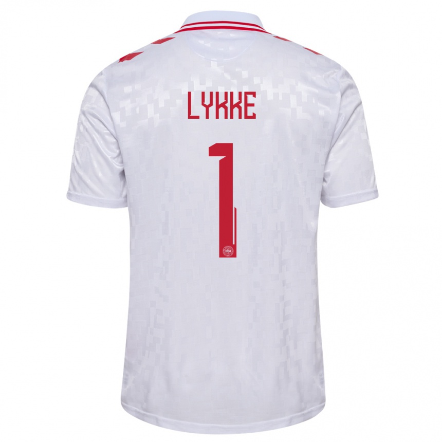 Niño Fútbol Camiseta Dinamarca William Lykke #1 Blanco 2ª Equipación 24-26 Argentina