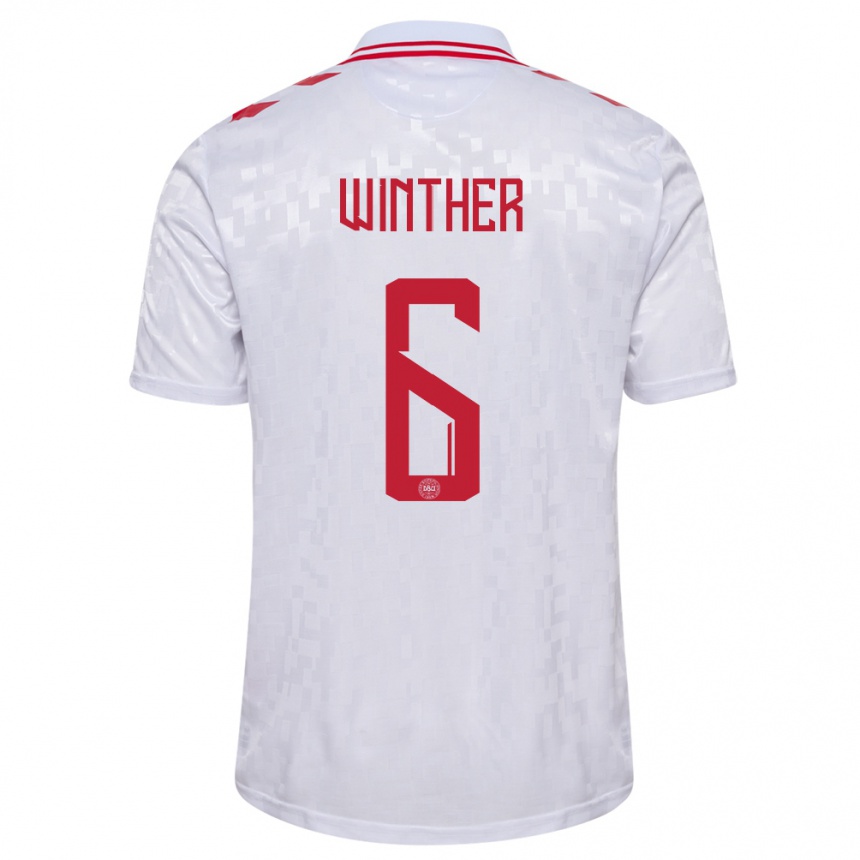 Niño Fútbol Camiseta Dinamarca Casper Winther #6 Blanco 2ª Equipación 24-26 Argentina