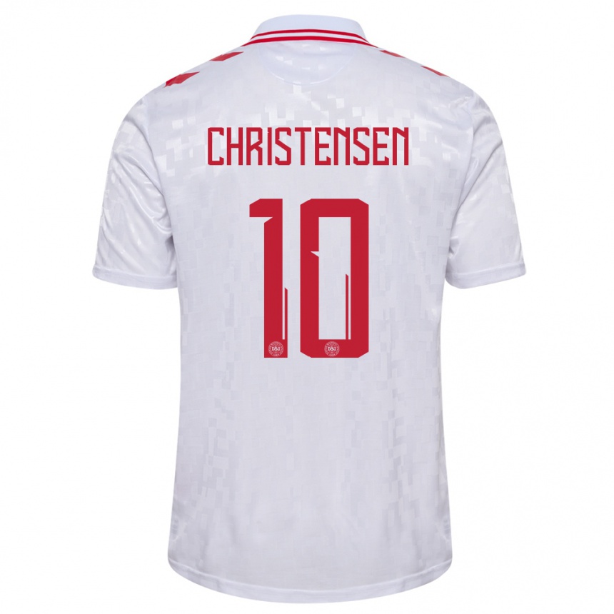 Niño Fútbol Camiseta Dinamarca Gustav Christensen #10 Blanco 2ª Equipación 24-26 Argentina