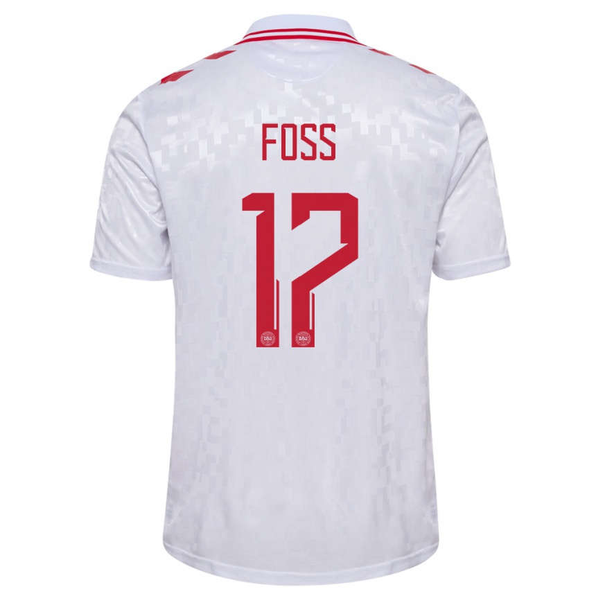 Niño Fútbol Camiseta Dinamarca Jonathan Foss #17 Blanco 2ª Equipación 24-26 Argentina