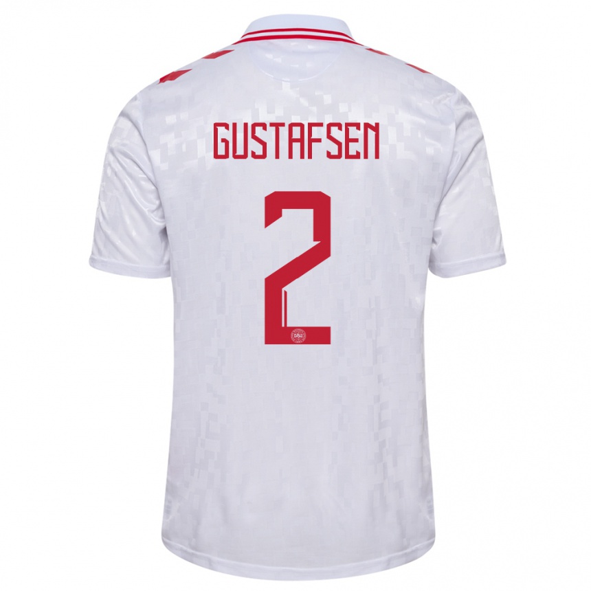 Niño Fútbol Camiseta Dinamarca Victor Gustafsen #2 Blanco 2ª Equipación 24-26 Argentina