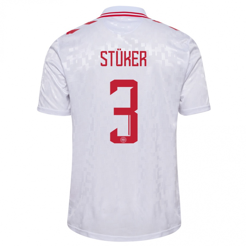 Niño Fútbol Camiseta Dinamarca Simon Stüker #3 Blanco 2ª Equipación 24-26 Argentina