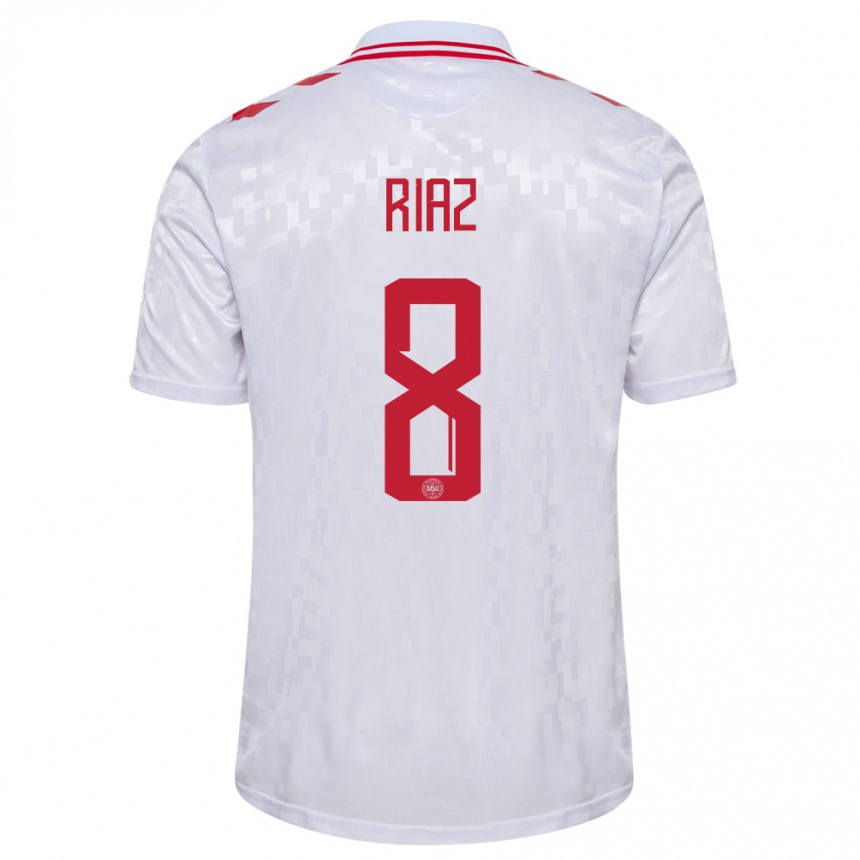 Niño Fútbol Camiseta Dinamarca Danial Riaz #8 Blanco 2ª Equipación 24-26 Argentina