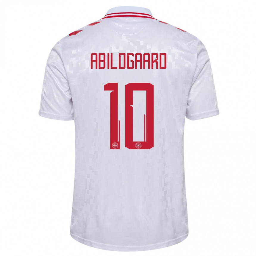 Niño Fútbol Camiseta Dinamarca Lasse Abildgaard #10 Blanco 2ª Equipación 24-26 Argentina