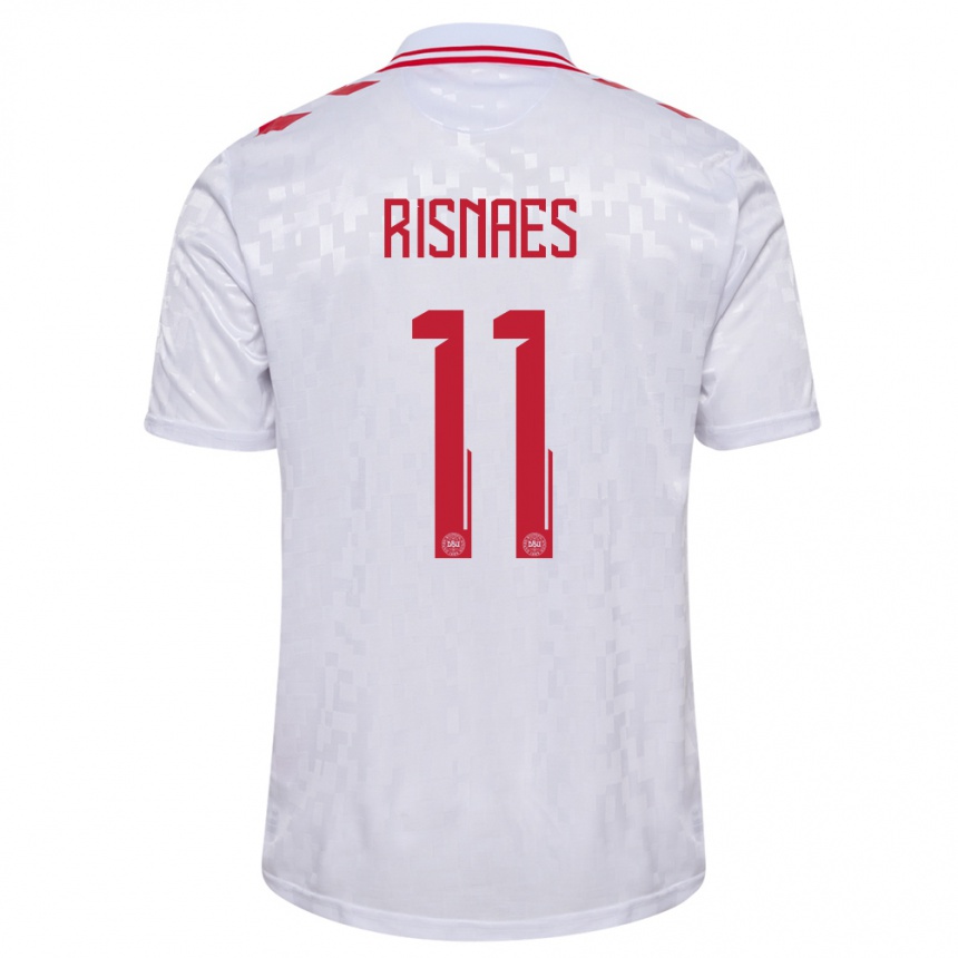 Niño Fútbol Camiseta Dinamarca Roberto Risnaes #11 Blanco 2ª Equipación 24-26 Argentina