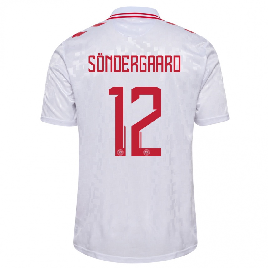 Niño Fútbol Camiseta Dinamarca Philip Söndergaard #12 Blanco 2ª Equipación 24-26 Argentina