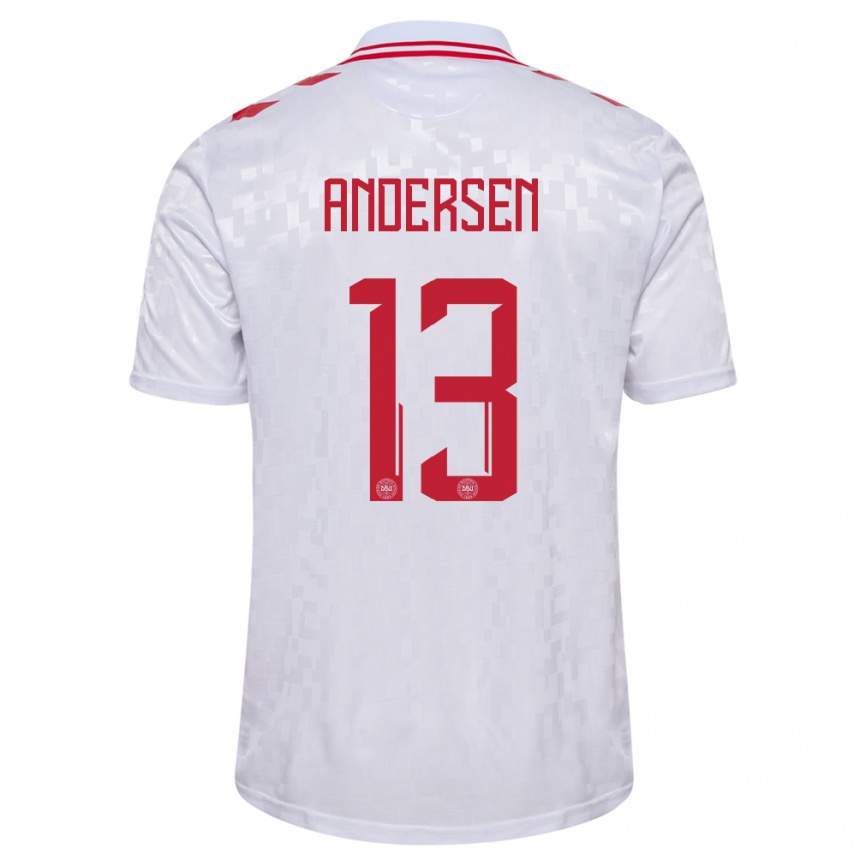 Niño Fútbol Camiseta Dinamarca Frej Andersen #13 Blanco 2ª Equipación 24-26 Argentina