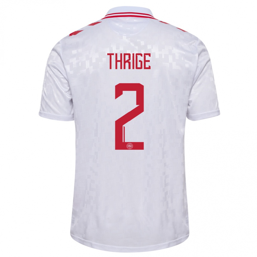 Niño Fútbol Camiseta Dinamarca Sara Thrige #2 Blanco 2ª Equipación 24-26 Argentina