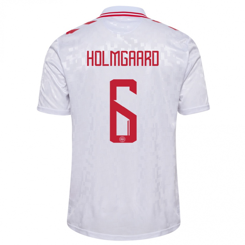 Niño Fútbol Camiseta Dinamarca Karen Holmgaard #6 Blanco 2ª Equipación 24-26 Argentina