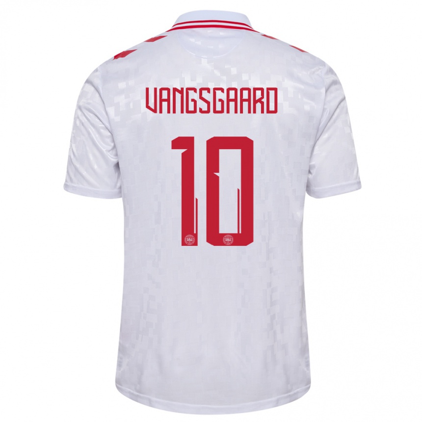 Niño Fútbol Camiseta Dinamarca Amalie Vangsgaard #10 Blanco 2ª Equipación 24-26 Argentina