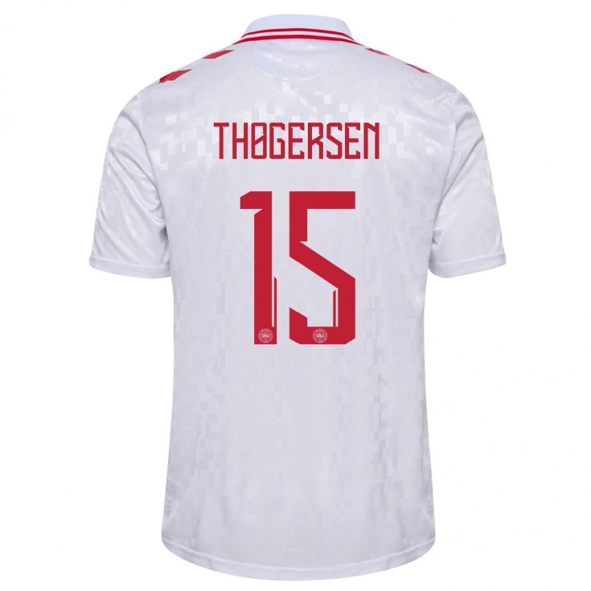 Niño Fútbol Camiseta Dinamarca Frederikke Thøgersen #15 Blanco 2ª Equipación 24-26 Argentina