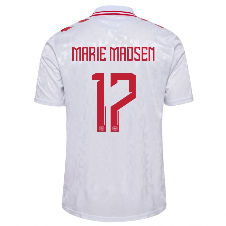 Niño Fútbol Camiseta Dinamarca Rikke Marie Madsen #17 Blanco 2ª Equipación 24-26 Argentina