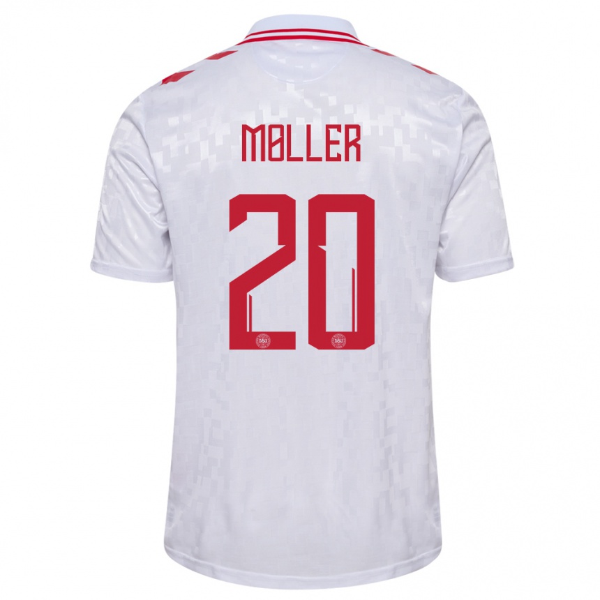 Niño Fútbol Camiseta Dinamarca Caroline Moller #20 Blanco 2ª Equipación 24-26 Argentina