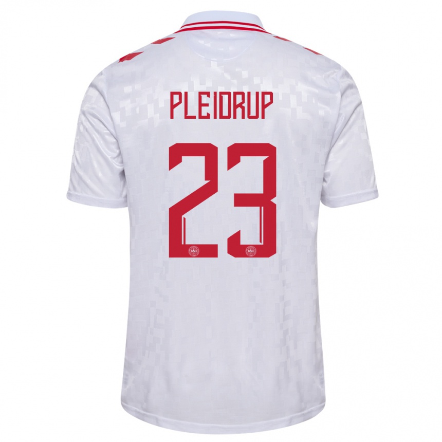 Niño Fútbol Camiseta Dinamarca Caroline Pleidrup #23 Blanco 2ª Equipación 24-26 Argentina