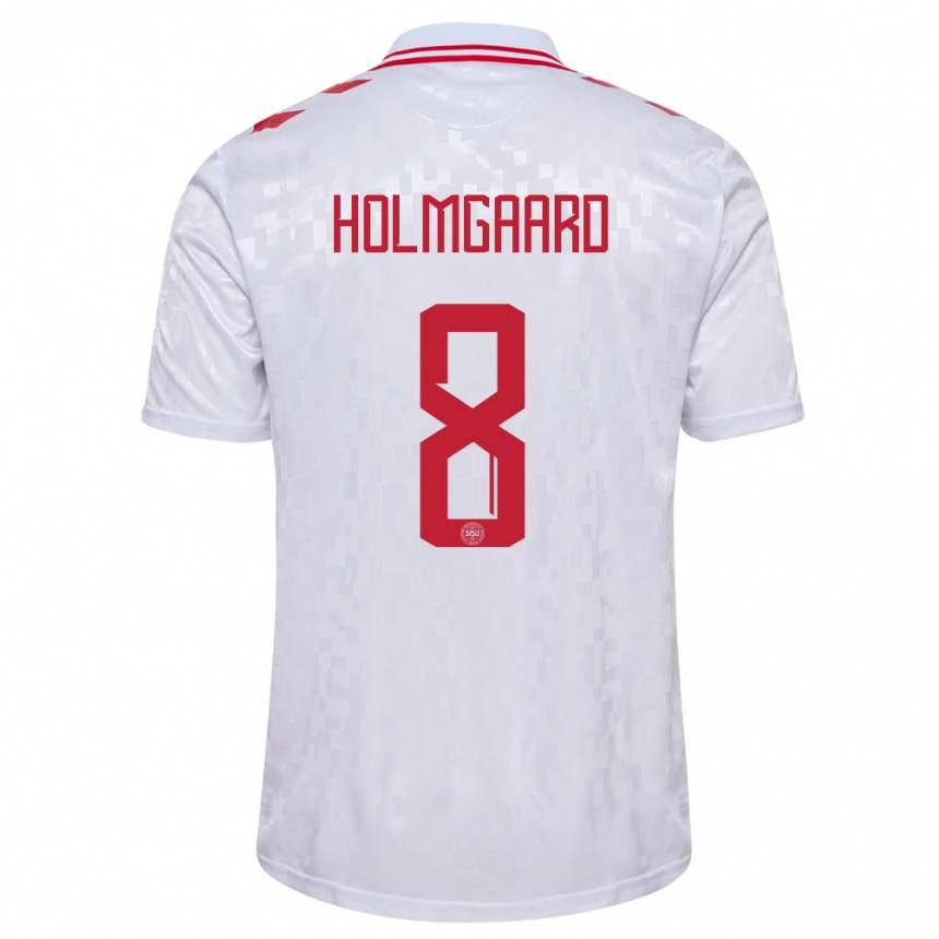 Niño Fútbol Camiseta Dinamarca Sara Holmgaard #8 Blanco 2ª Equipación 24-26 Argentina