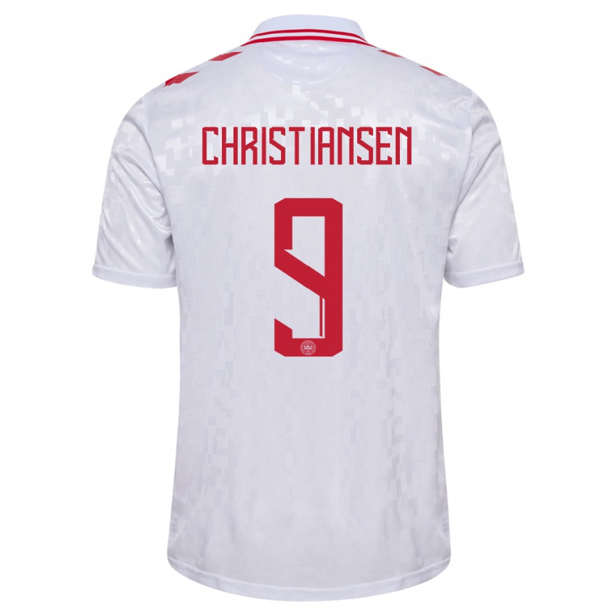 Niño Fútbol Camiseta Dinamarca Nanna Christiansen #9 Blanco 2ª Equipación 24-26 Argentina