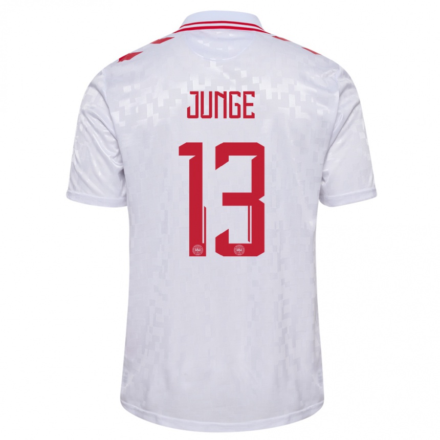 Niño Fútbol Camiseta Dinamarca Sofie Junge #13 Blanco 2ª Equipación 24-26 Argentina