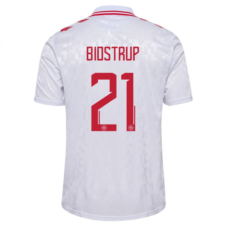 Niño Fútbol Camiseta Dinamarca Mads Bidstrup #21 Blanco 2ª Equipación 24-26 Argentina