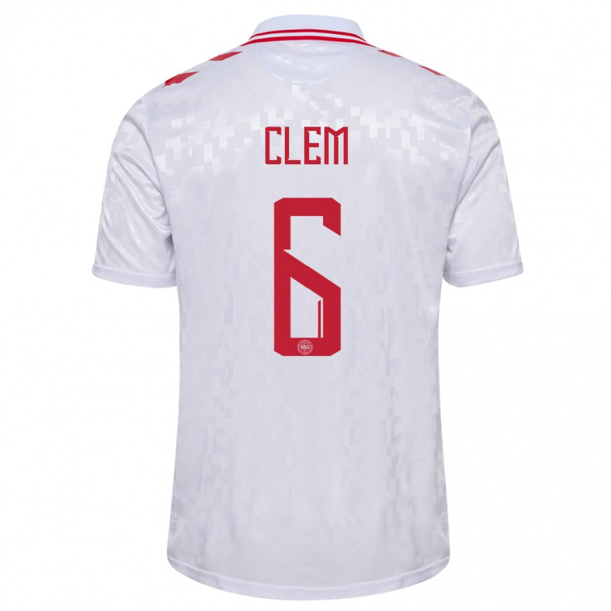 Niño Fútbol Camiseta Dinamarca William Clem #6 Blanco 2ª Equipación 24-26 Argentina