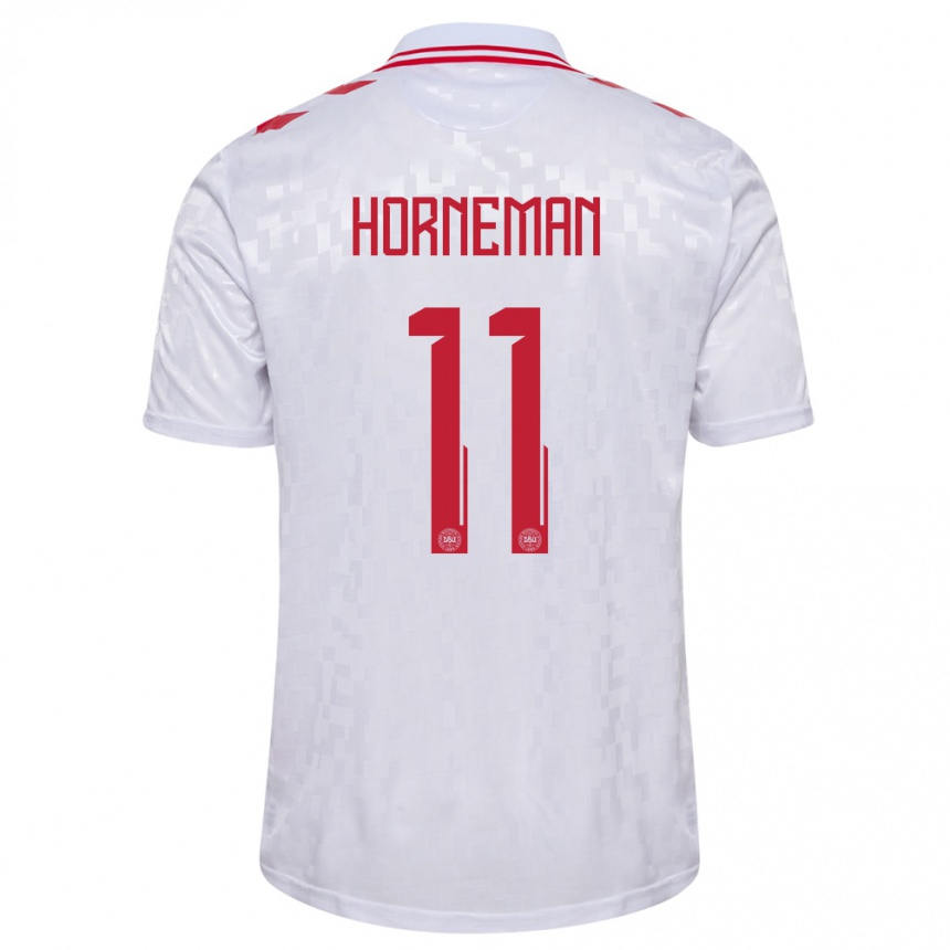 Niño Fútbol Camiseta Dinamarca Charly Horneman #11 Blanco 2ª Equipación 24-26 Argentina