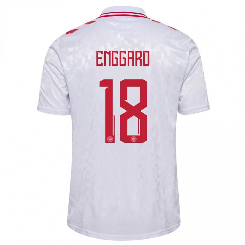 Niño Fútbol Camiseta Dinamarca Mads Enggard #18 Blanco 2ª Equipación 24-26 Argentina