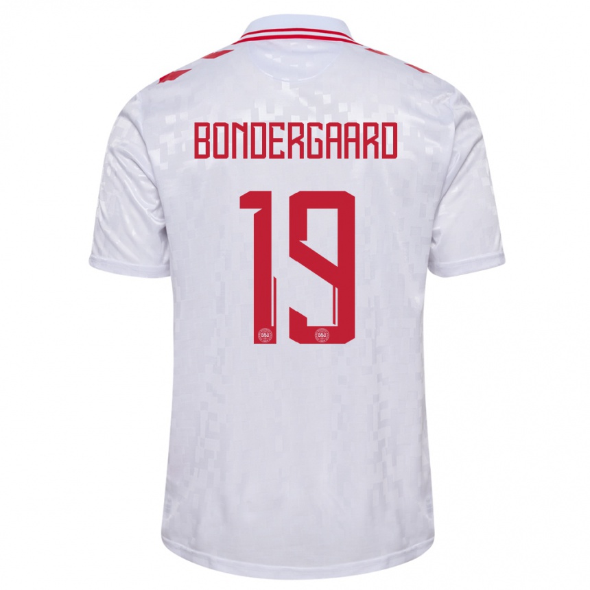 Niño Fútbol Camiseta Dinamarca Asbjorn Bondergaard #19 Blanco 2ª Equipación 24-26 Argentina