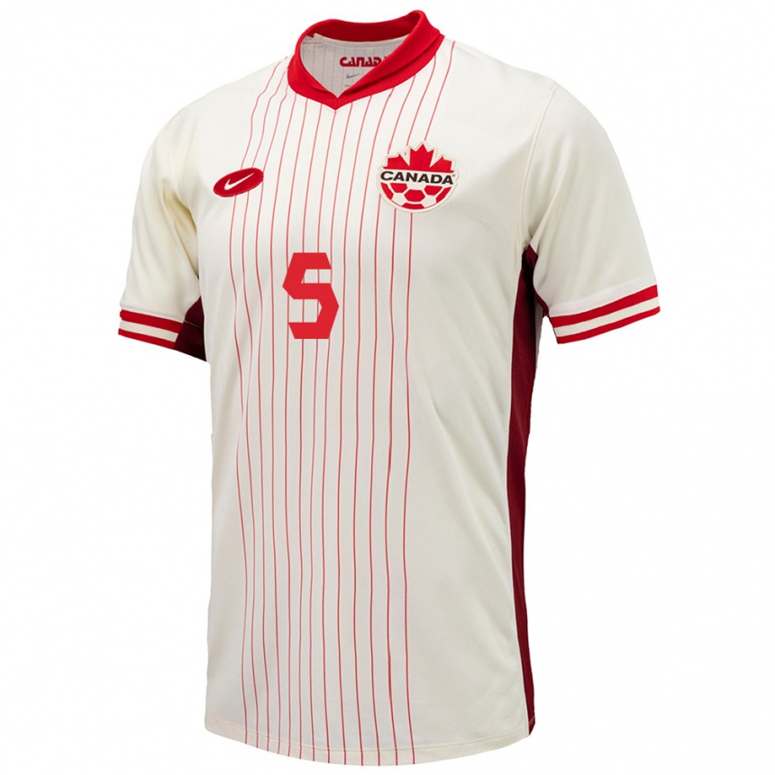 Niño Fútbol Camiseta Canadá Steven Vitoria #5 Blanco 2ª Equipación 24-26 Argentina