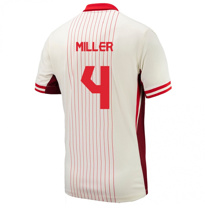 Niño Fútbol Camiseta Canadá Kamal Miller #4 Blanco 2ª Equipación 24-26 Argentina