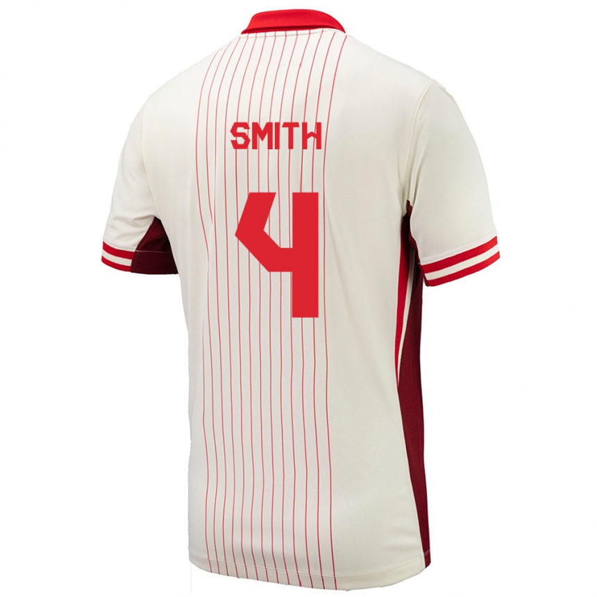 Niño Fútbol Camiseta Canadá Justin Smith #4 Blanco 2ª Equipación 24-26 Argentina