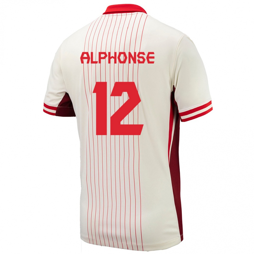 Niño Fútbol Camiseta Canadá Jefferson Alphonse #12 Blanco 2ª Equipación 24-26 Argentina