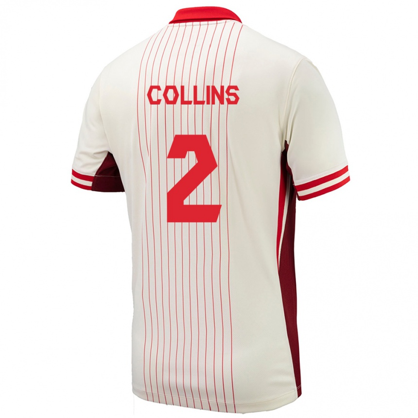 Niño Fútbol Camiseta Canadá Sydney Collins #2 Blanco 2ª Equipación 24-26 Argentina