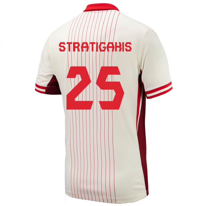 Niño Fútbol Camiseta Canadá Sarah Stratigakis #25 Blanco 2ª Equipación 24-26 Argentina