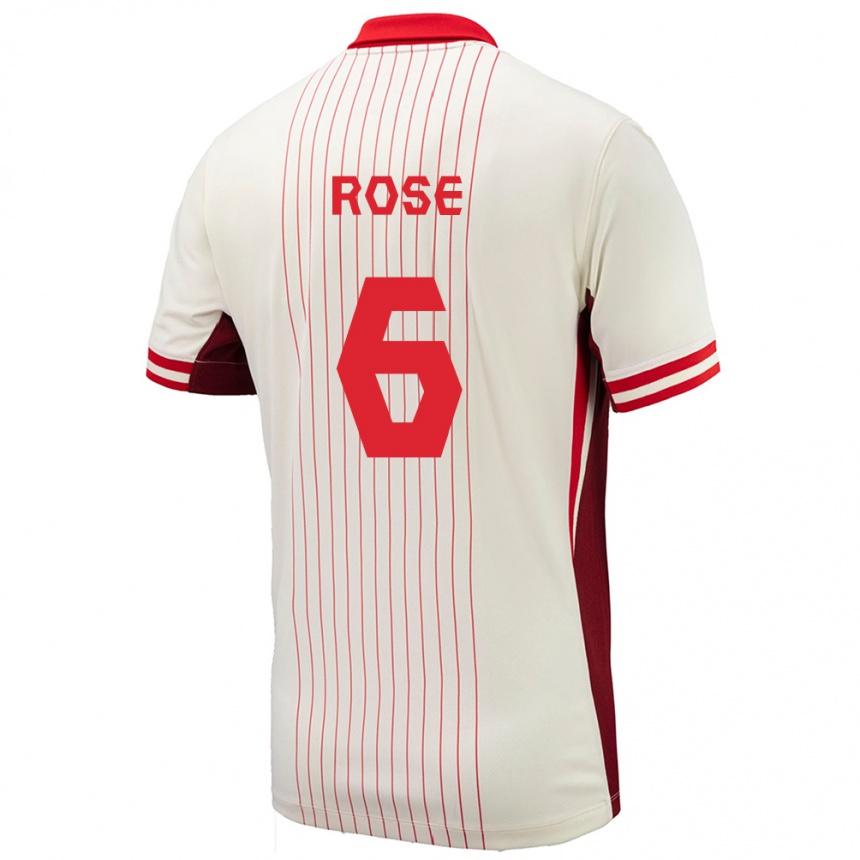 Niño Fútbol Camiseta Canadá Deanne Rose #6 Blanco 2ª Equipación 24-26 Argentina